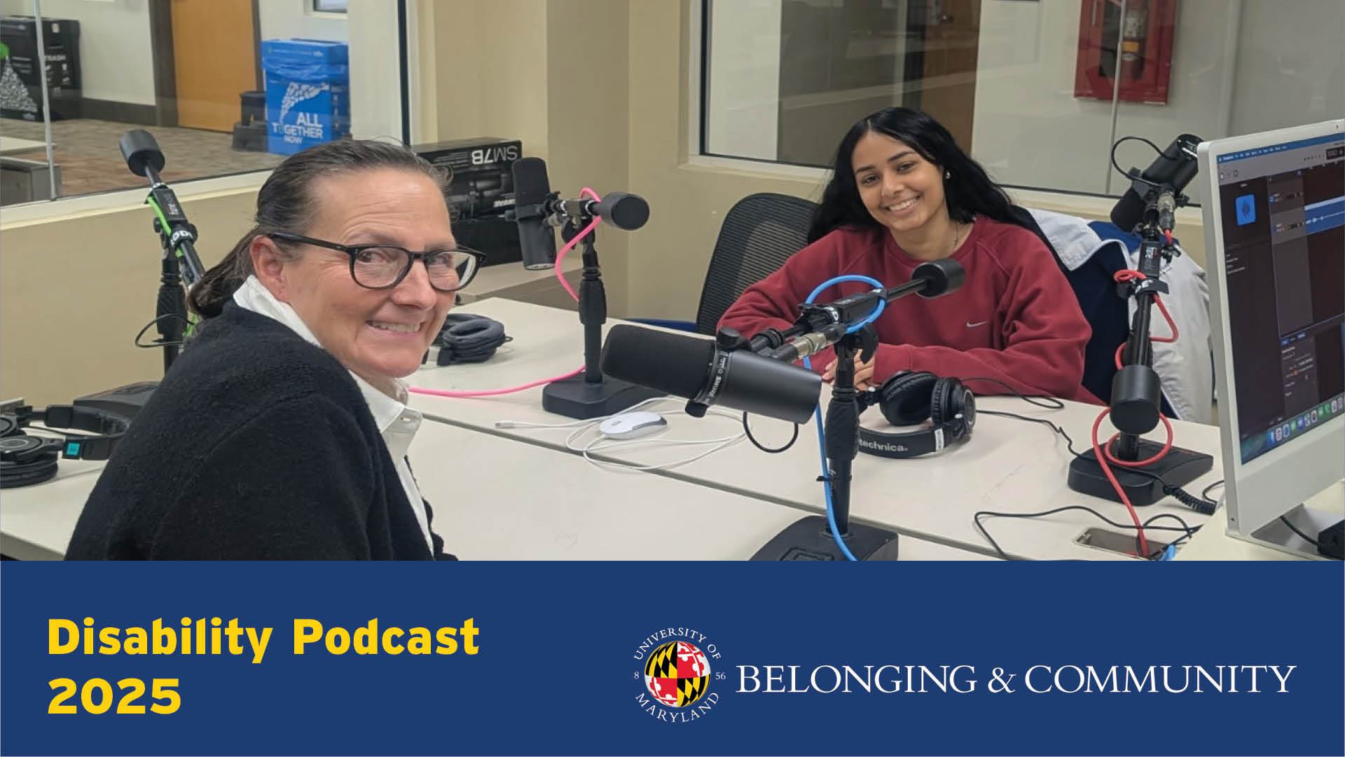 Emily and Olivia in the podcasting studio