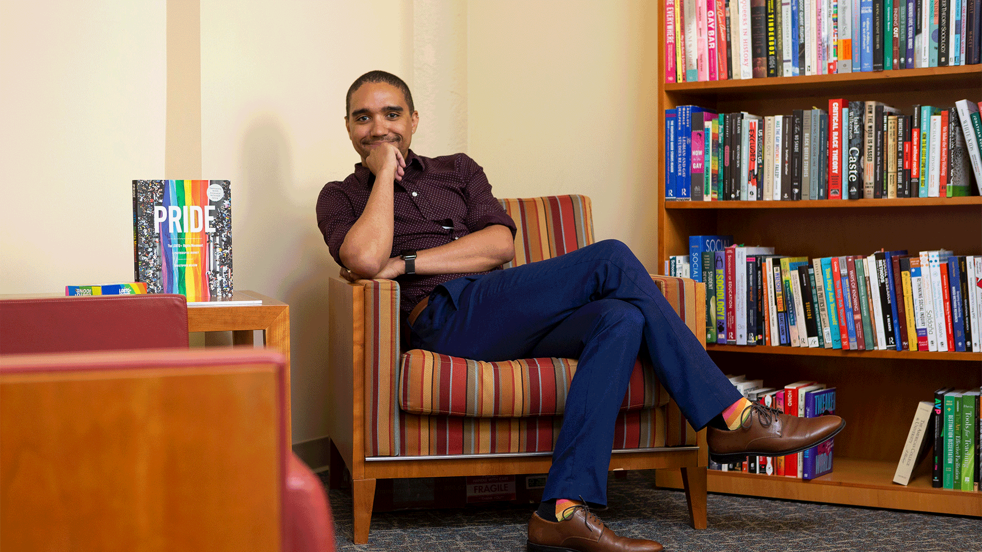 Gif of Dr. Kristopher Oliveira making various silly and serious poses in his office