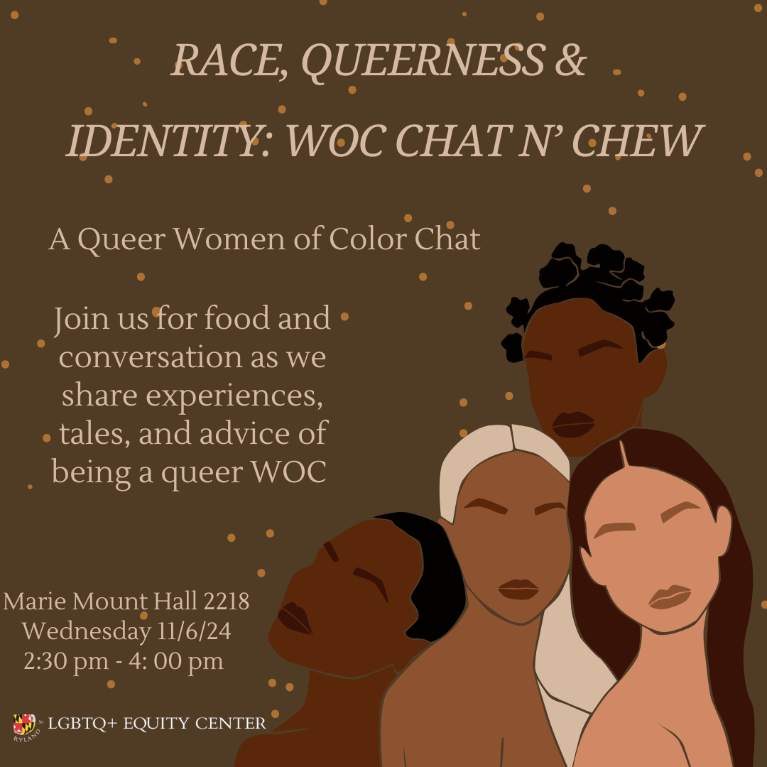 A square graphic with a brown background showing 4 women of color and event details.