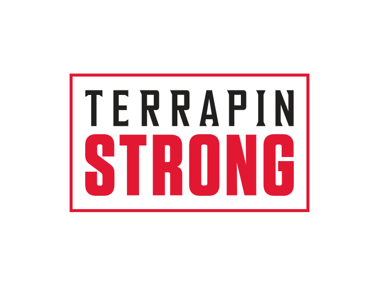 TerrapinSTRONG logo - block capital letters, Terrapin in black, Strong in red